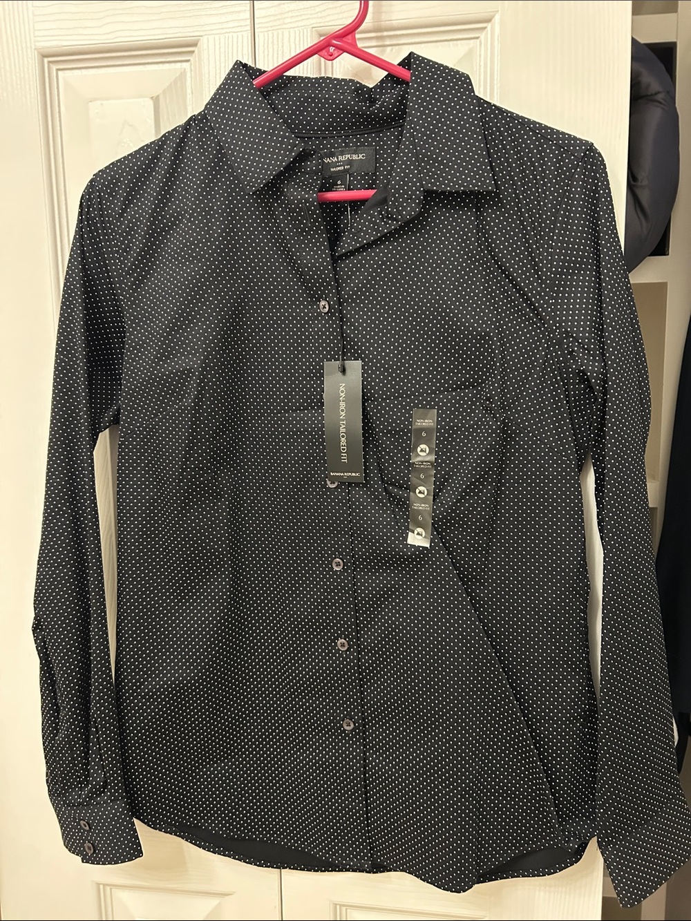 Banana Republic Black Shirt with White Microdots NWT